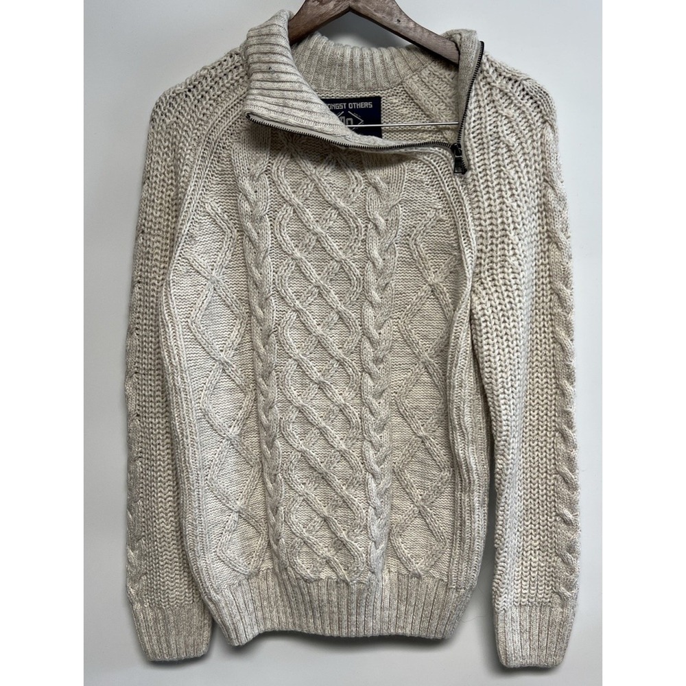 Mens Fishermen Knit Sweater Small Mock Neck Cap‎ Cod Asymmetrical Zip Neck NWOT